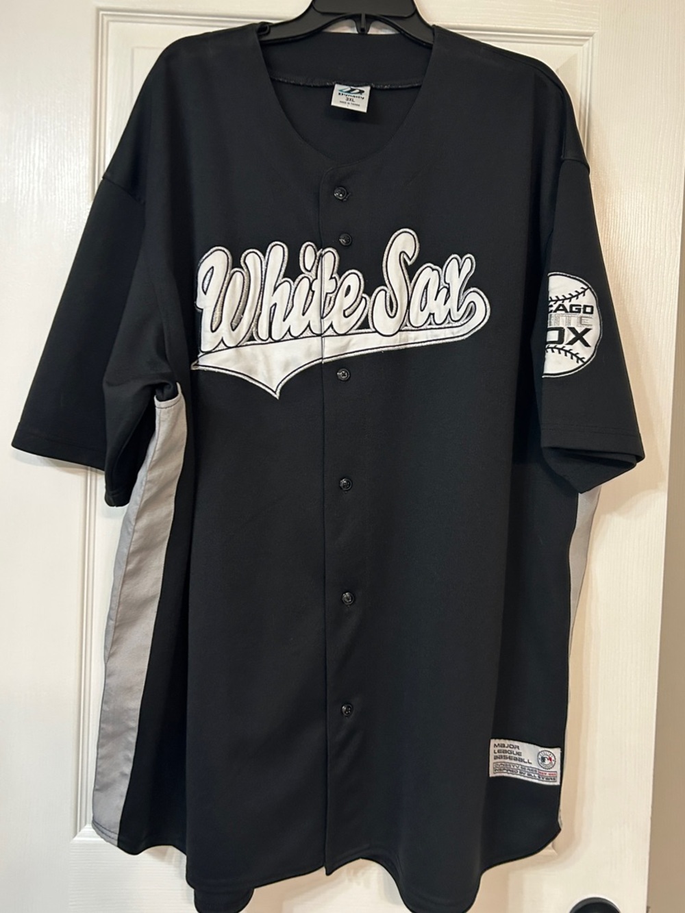 Men's Black White Sox Button-Up Baseball Jersey